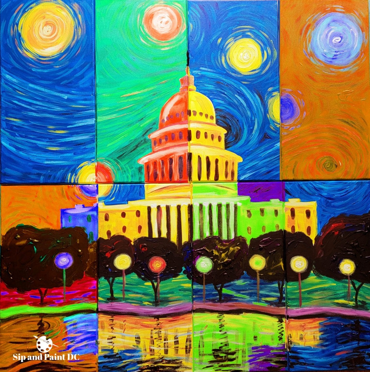 Collaborative Art for Team Building Sip And Paint DC