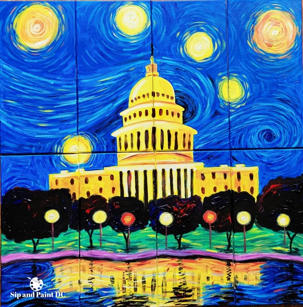 Collaborative Art for Team Building Sip And Paint DC